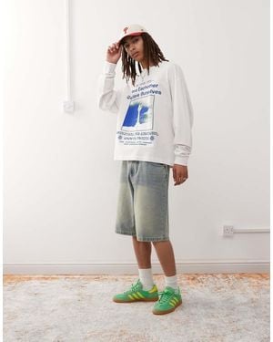 Collusion Long Sleeve T-Shirt With Front And Back Graphic - White