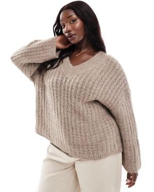 Pieces Plus Pieces curve – pullover - Braun