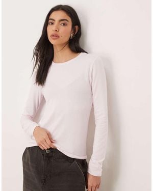 Abercrombie & Fitch Long Sleeve Crew Neck Top - White