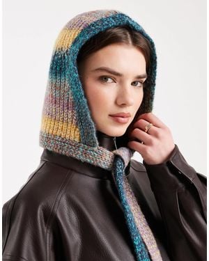 ASOS – mehrfarbige strickmütze mit wollanteil und verdrehtem detail - Schwarz