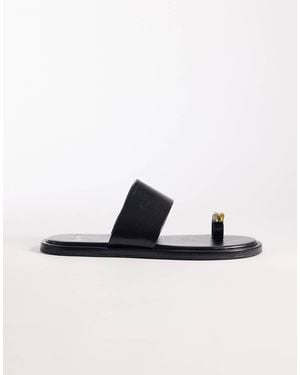 schuh Tyme Toe Loop Sandal With Embellishment - Black