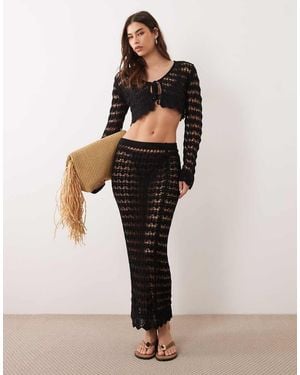 Miss Selfridge Crochet Maxi Skirt Co-ord - Natural