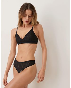 Spanx Supersmooth Day To Date Night Invisible Lace Thong - Black
