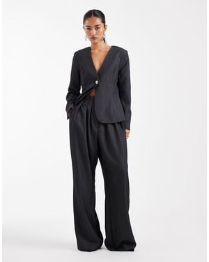 Vero Moda High Waisted Pleated Tailored Trousers Co-ord - Blue
