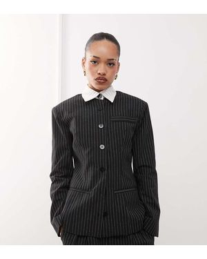 Labelrail X Jennifer Mcking Tailored Pinstripe Fitted Blazer Co-Ord - Black