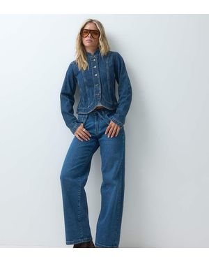 Vero Moda Flora Vaqueros De Talle Alto Y Pernera Recta Con Cinturón En - Azul