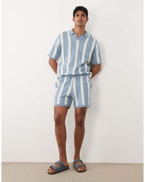 ASOS Knitted Stripe Shorts - Blue