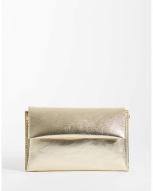 ASOS Envelope Clutch Cross Body Bag With Detachable Chain Strap - Natural
