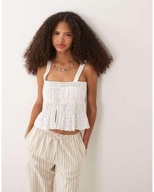 Mango Teen Embroidered Tie Front Top - Brown