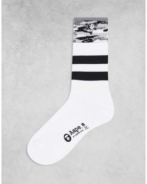 Aape By A Bathing Ape Aape By A Bathing Ape X Erased Double Layer Socks - White