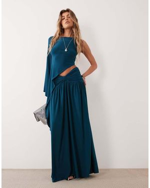 ASOS Co-ord Sculpted Twisted Front Maxi Skirt - Blue