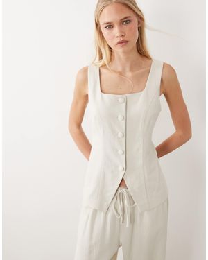 Miss Selfridge Linen-blend Tailored Waistcoat - White