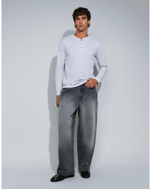 ASOS Jeans A Gamba Bombata Lavaggio Slavato - Grigio