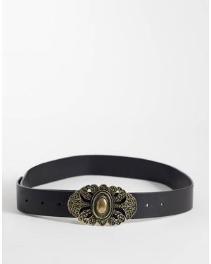 ASOS Cintura Per Vita E Fianchi Nera Con Fibbia Vintage - Grigio