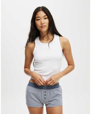 Cotton On Peached Jersey Stiped Boyshorts - Blue