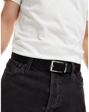 ASOS Faux Leather Reversible Belt With Faux Suede - White