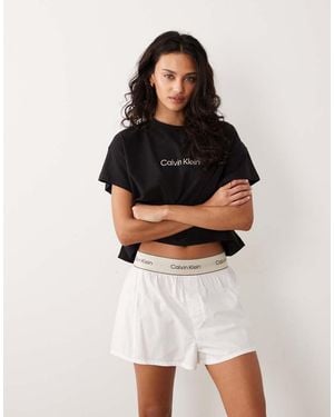 Calvin Klein Heritage Cotton Logo Waistband Shorts - White