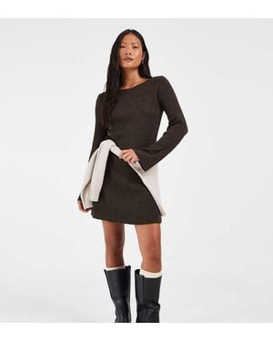 Only Petite Gebreide Mini Skaterjurk Met Boothals - Zwart