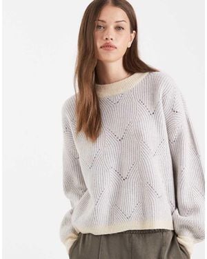 Pieces Gebreide Trui Met Getextureerde Details - Wit