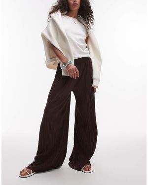 TOPSHOP Pantalon ample effet froissé - bordeaux - Blanc