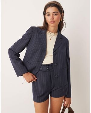Miss Selfridge Fitted Pinstripe Blazer Co-ord - Blue