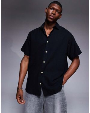 ADPT Oversized Overhemd Met Korte Mouwen - Blauw