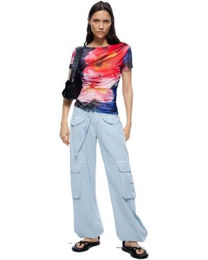 Desigual T-shirt mit print und kurzen ärmeln - Blau