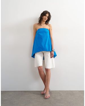 TOPSHOP High Low Bandeau Top - Blue