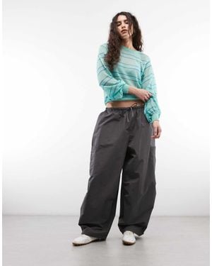 Collusion Pantalon à jambe ballon à taille nouée en gris anthracite - Multicolore