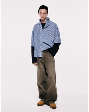 Pull&Bear Wide-leg-jeans - Blau