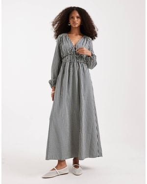 Vero Moda Tie Front Long Sleeve Maxi Dress - Gray
