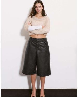 Pull&Bear Leather Effect Jorts - Brown