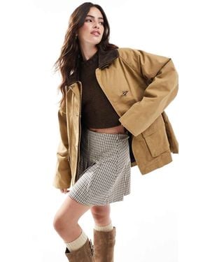 Mango Premium Contrast Collar Parka Jacket - Brown