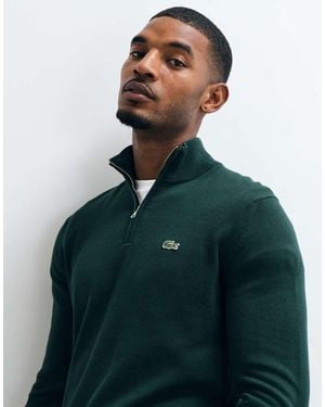Lacoste Jersey De Punto Con Media Cremallera En - Verde