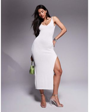Missy Empire Missy Empire Knitted Cami Side Slit Open Back Maxi Dress - Grey