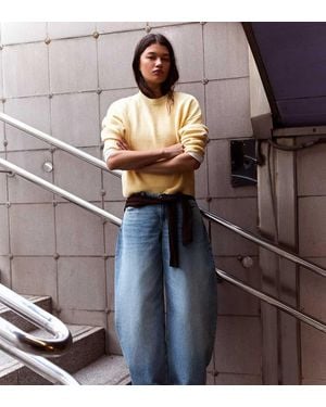 Bershka Petite High-Waist Barrel Jeans - Blue