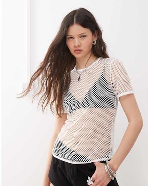 Weekday T-Shirt Van Mesh - Grijs