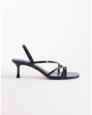 Mango Strappy Minimal Heeled Sandals With Buckles - Metallic