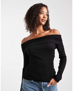 Miss Selfridge Fine Knit Bardot Top - Black