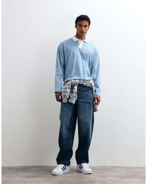 ASOS Polo Oversize A Maniche Lunghe - Blu