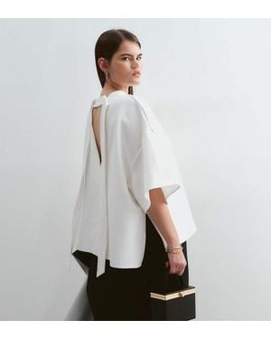 ARRANGE Curve Top Squadrato Con Schiena Aperta Color Avorio - Bianco