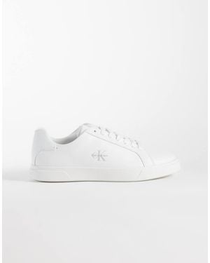 Calvin Klein Zapatillas De Deporte Blancas De Perfil Bajo De Cuero Con Suela Cupsole - Blanco
