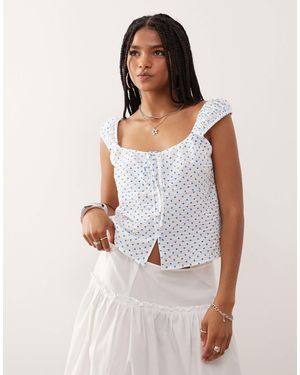 Collusion Tie Front Babydoll Top - White