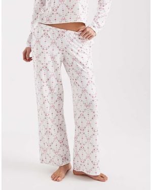 Hollister Pantalones De Pijama De Talle Bajo Y Pernera Ancha Con Estampado De Lazos Rosas De (Parte De Un Conjunto)
