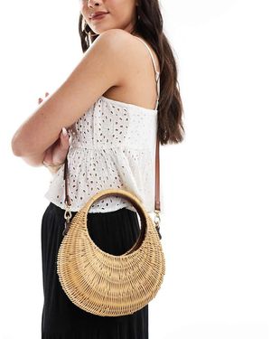Mango Premium Woven Crescent Bag - Black