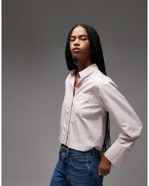 ASOS Camicia Squadrata Lilla Pallido Con Collo Alla Coreana - Grigio