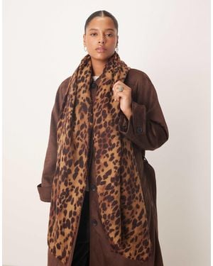 Accessorize Leopard Blanket Scarf - Brown