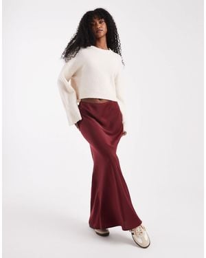 ASOS Satin Bias Maxi Skirt - Red