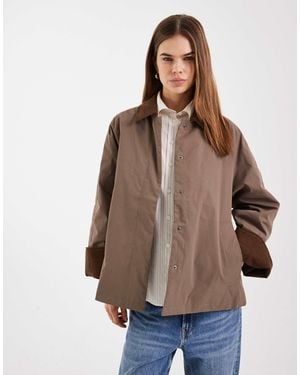 ONLY Barn Jacket With Cord Collar - Brown