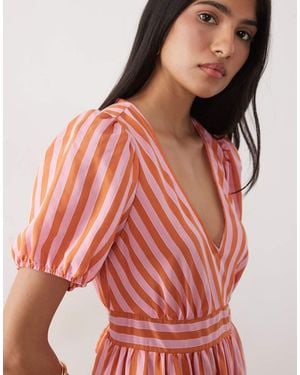 New Look Stripe V-neck Midi Dress - Red
